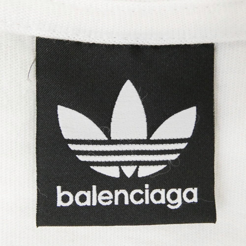 BALENCIAGA バレンシアガ adidas アディダス 23SS 731769 TNVA6 ADIDAS アディダス ロゴ刺繍 オーバーサイズ クルーネック 半袖 Tシャツ ホワイト系 2【中古】