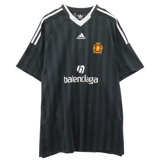 BALENCIAGA バレンシアガ adidas アディダス 23SS 723663 TNV13 x adidas アディダス オーバーサイズ サッカー 半袖 ゲームシャツ Tシャツ ブラック系 グレー系 3【中古】