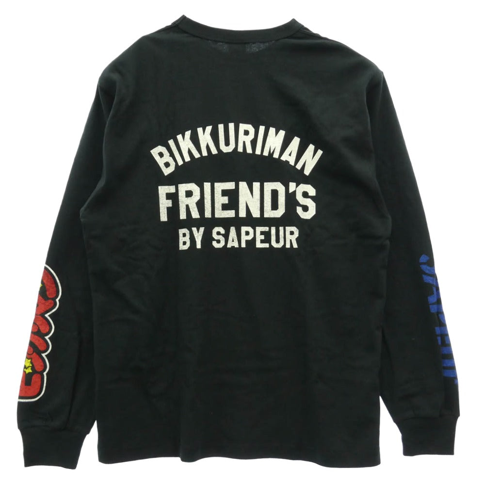 SAPEUR サプール ビックリマン 十字架天使 プリント 長袖カットソー ブラック系 M【新古品】【未使用】【中古】