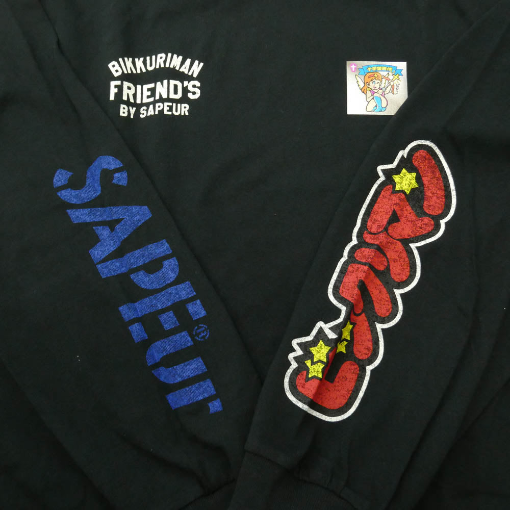 SAPEUR サプール ビックリマン 十字架天使 プリント 長袖カットソー ブラック系 M【新古品】【未使用】【中古】