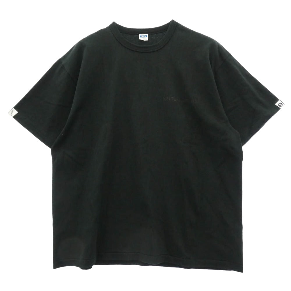 SAPEUR サプール × SPOWT スポウト S/S Tee デニスロッドマン かすれプリント Tシャツ 半袖カットソー ブラック系 XL【中古】