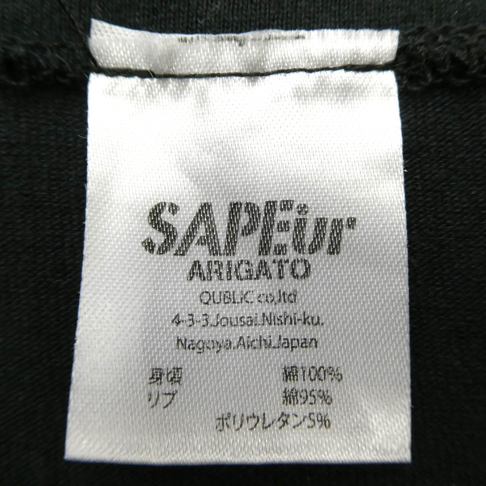 SAPEUR サプール × SPOWT スポウト S/S Tee デニスロッドマン かすれプリント Tシャツ 半袖カットソー ブラック系 XL【中古】