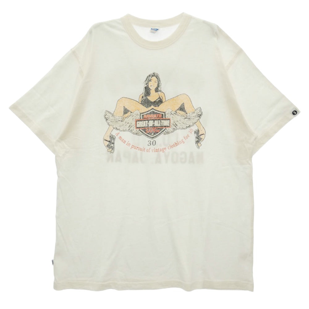 SAPEUR サプール GREAT OF ALL TIME BIKE GIRL バイクガール プリント Tシャツ 半袖カットソー ホワイト系 XL【中古】