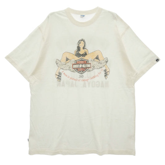 SAPEUR サプール GREAT OF ALL TIME BIKE GIRL バイクガール プリント Tシャツ 半袖カットソー ホワイト系 XL【中古】