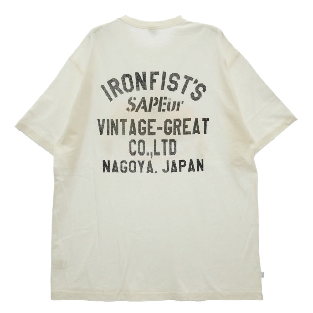 SAPEUR サプール GREAT OF ALL TIME BIKE GIRL バイクガール プリント Tシャツ 半袖カットソー ホワイト系 XL【中古】