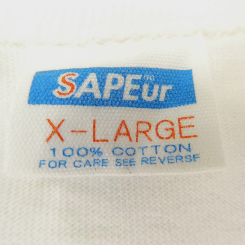SAPEUR サプール GREAT OF ALL TIME BIKE GIRL バイクガール プリント Tシャツ 半袖カットソー ホワイト系 XL【中古】