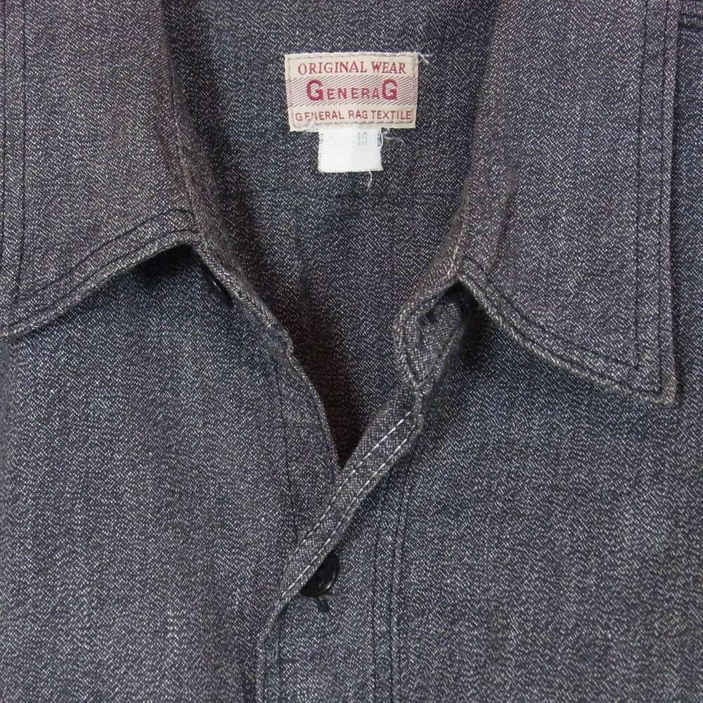ジェネラグ 2394542 Chambray work shirt シャンブレー 長袖 ワークシャツ ダークグレー系 15【中古】