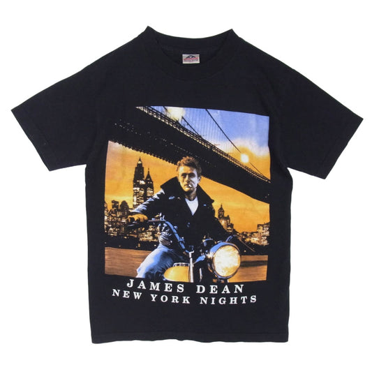 ヴィンテージ 90s ALSTYLE James Dean New York Nights ジェームズディーン 半袖 Tシャツ ブラック系 S【中古】