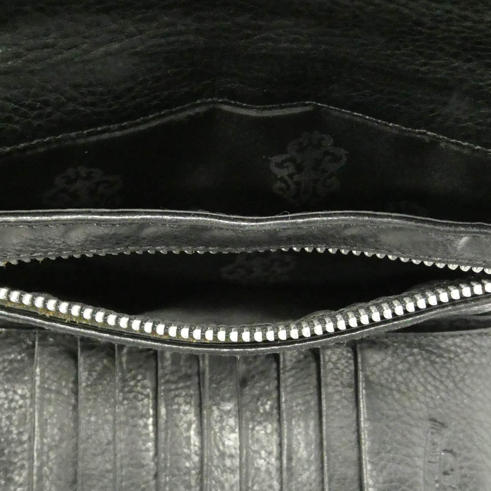 CHROME HEARTS クロムハーツ（原本無） WAVE CROSS BALL ウェーブ クロスボールボタン レザー ウォレット 財布 ブラック系【中古】