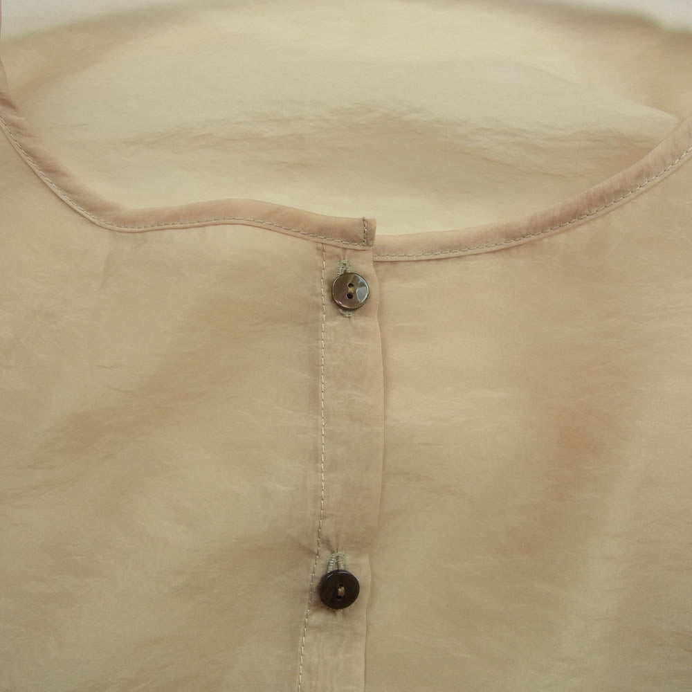 ヘラ CHAMBRAY ORGANDY BL オーガンジー タックギャザー シアー ノースリーブ ブラウス ベージュ系 F【中古】
