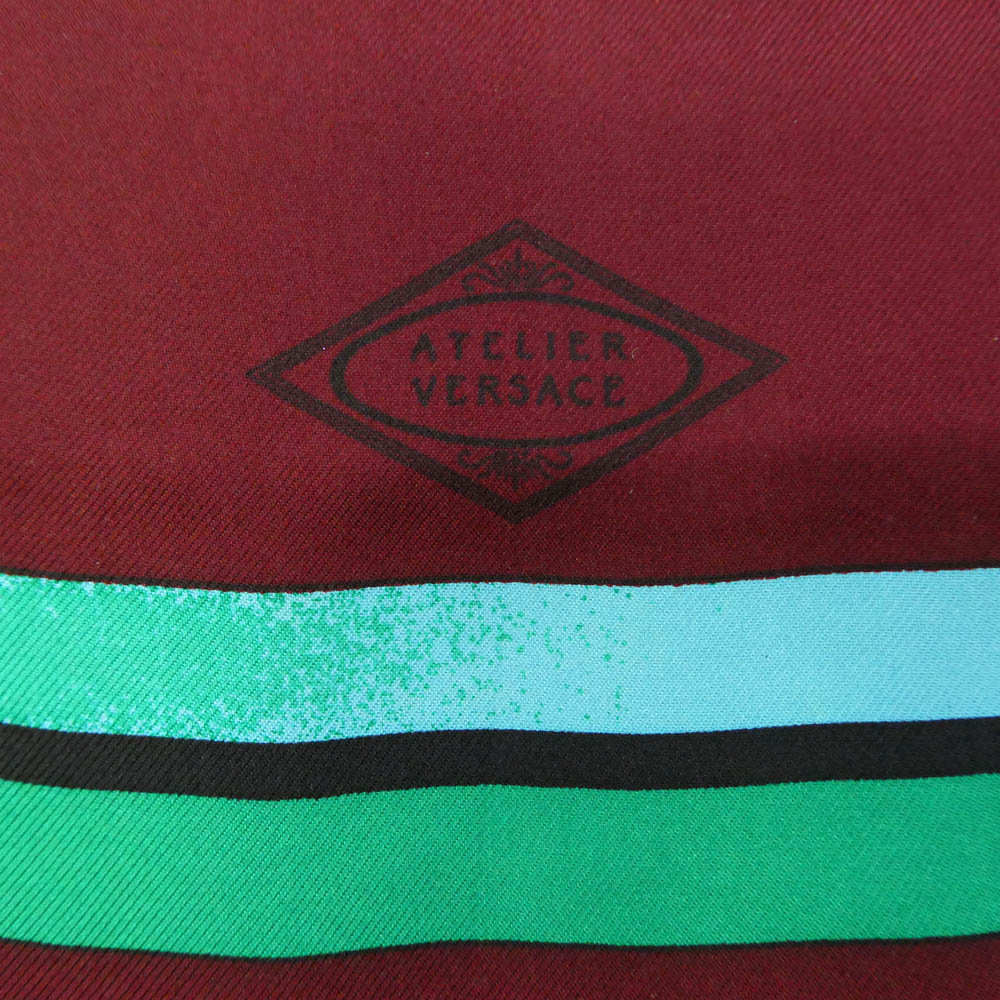 VERSACE ヴェルサーチ 総柄 フリンジ シルク ストール マルチカラー系【中古】