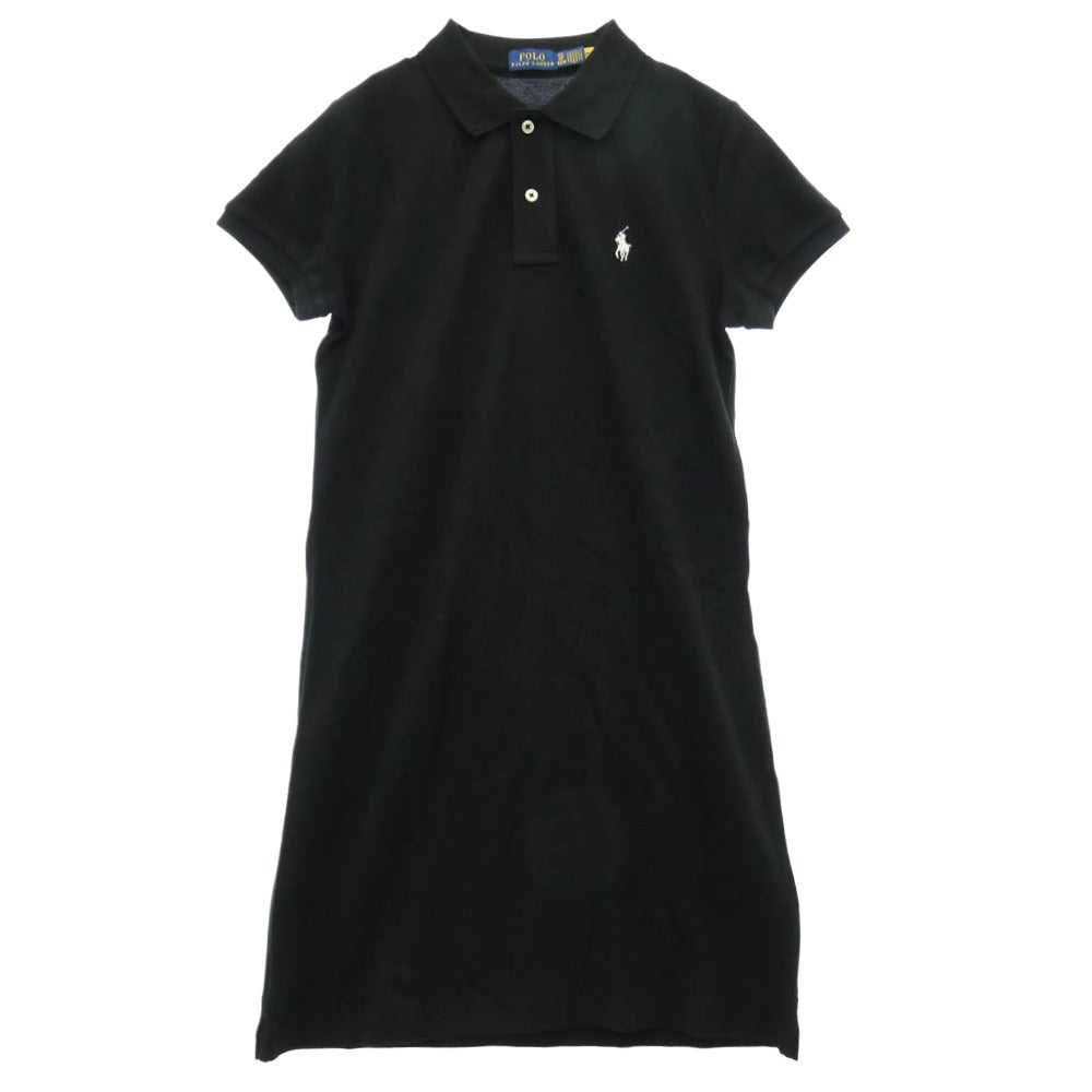 POLO RALPH LAUREN ポロ・ラルフローレン ポニー刺繍 半袖 ポロシャツ ワンピース ブラック ブラック系 XS【中古】