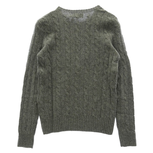 POLO RALPH LAUREN ポロ・ラルフローレン クルーネック ケーブルニット 長袖 セーター グレー系 XS【極上美品】【中古】