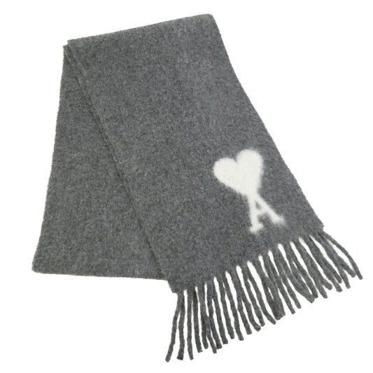 AMI PARIS アミパリス 24AW USF422.AW0054 ADC OVERSIZE SCARF オーバーサイズ フリンジ ストール マフラー グレー グレー系【中古】