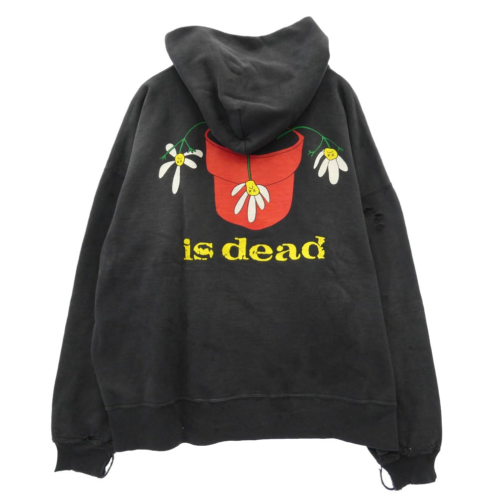 SAINT MICHAEL セントマイケル 25AW SM-HR1-0000-C19 x DE LA SOUL デラソウル DLS_HOODIE ダメージ加工 プルオーバー フーディー パーカー ブラック系 XXL【中古】