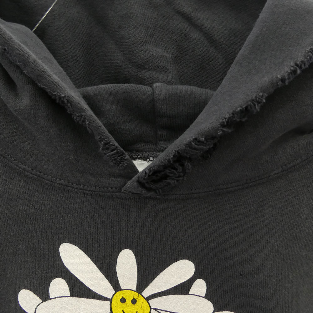 SAINT MICHAEL セントマイケル 25AW SM-HR1-0000-C19 x DE LA SOUL デラソウル DLS_HOODIE ダメージ加工 プルオーバー フーディー パーカー ブラック系 XXL【中古】