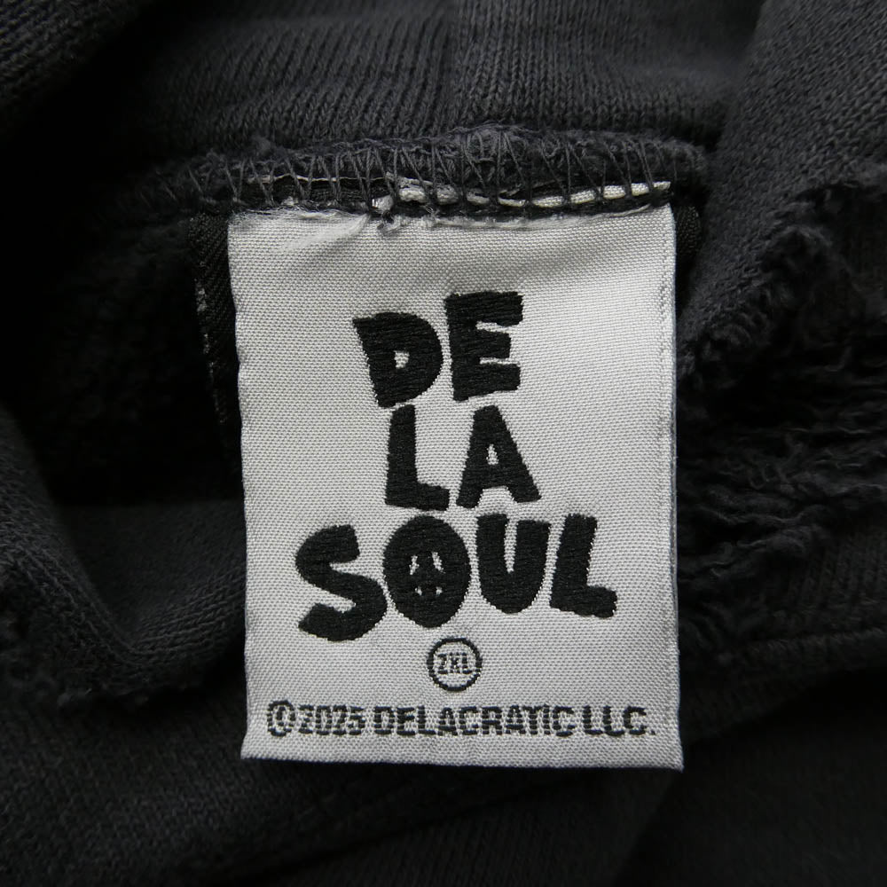 SAINT MICHAEL セントマイケル 25AW SM-HR1-0000-C19 x DE LA SOUL デラソウル DLS_HOODIE ダメージ加工 プルオーバー フーディー パーカー ブラック系 XXL【中古】