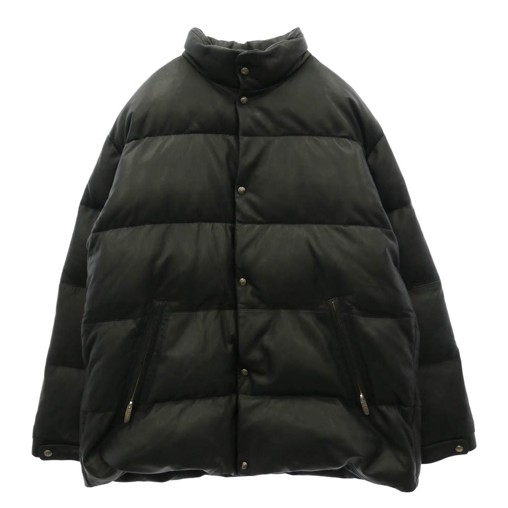 PORTER CLASSIC ポータークラシック LEATHER DOWN JACKET W / LOVE & PEACE SILVER ENTREFINO レザー ダウンジャケット ブラック系 3【中古】