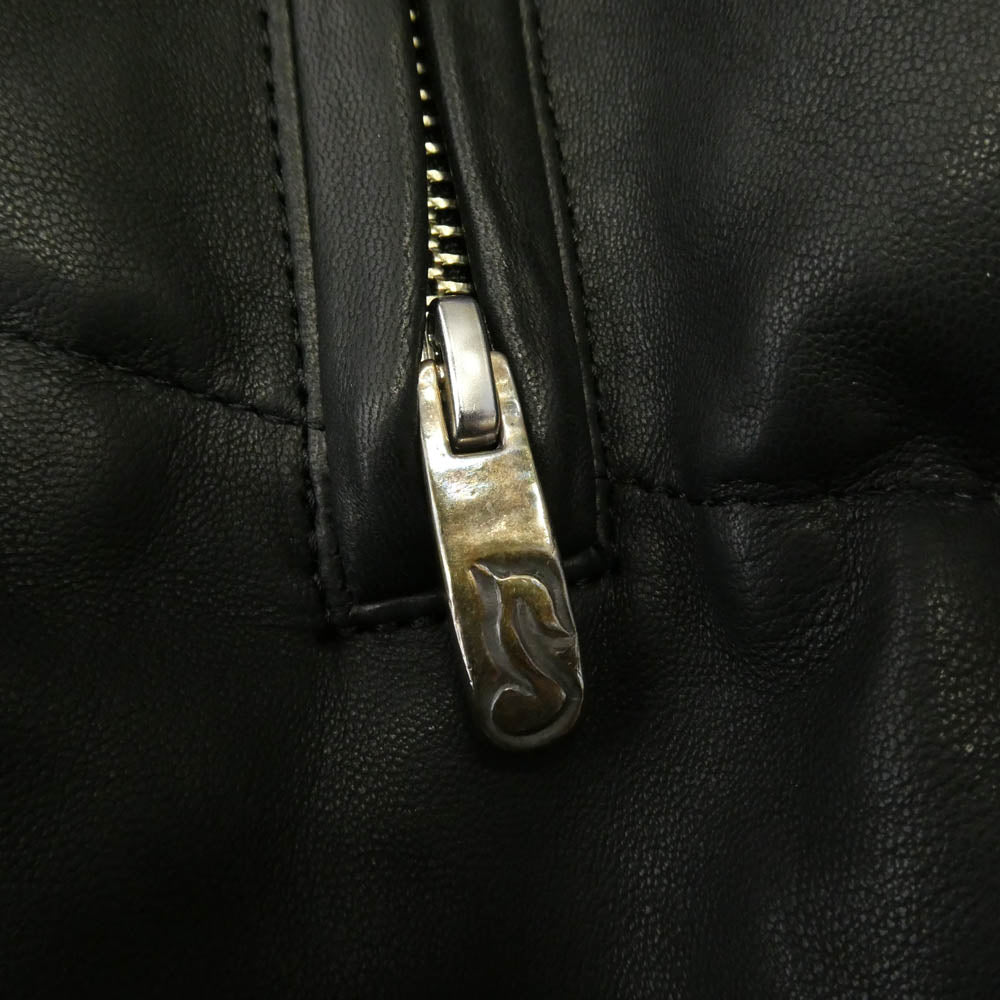 PORTER CLASSIC ポータークラシック LEATHER DOWN JACKET W / LOVE & PEACE SILVER ENTREFINO レザー ダウンジャケット ブラック系 3【中古】