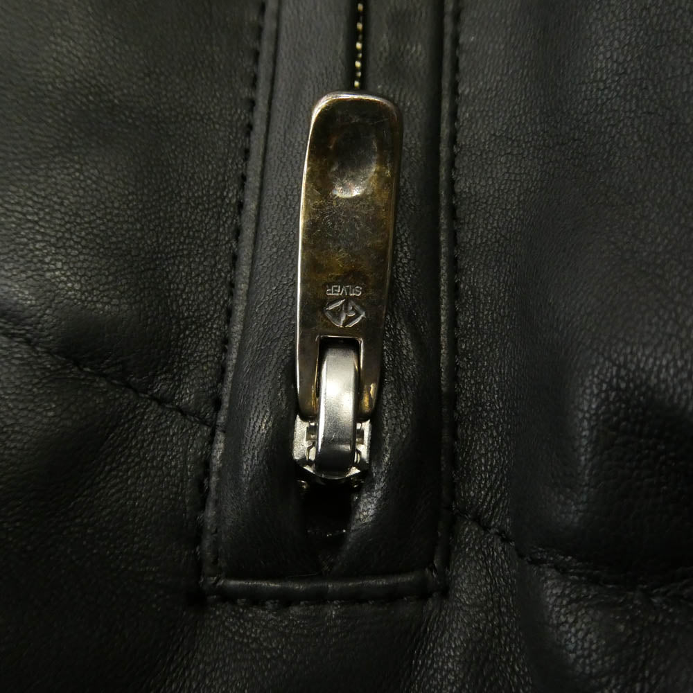 PORTER CLASSIC ポータークラシック LEATHER DOWN JACKET W / LOVE & PEACE SILVER ENTREFINO レザー ダウンジャケット ブラック系 3【中古】