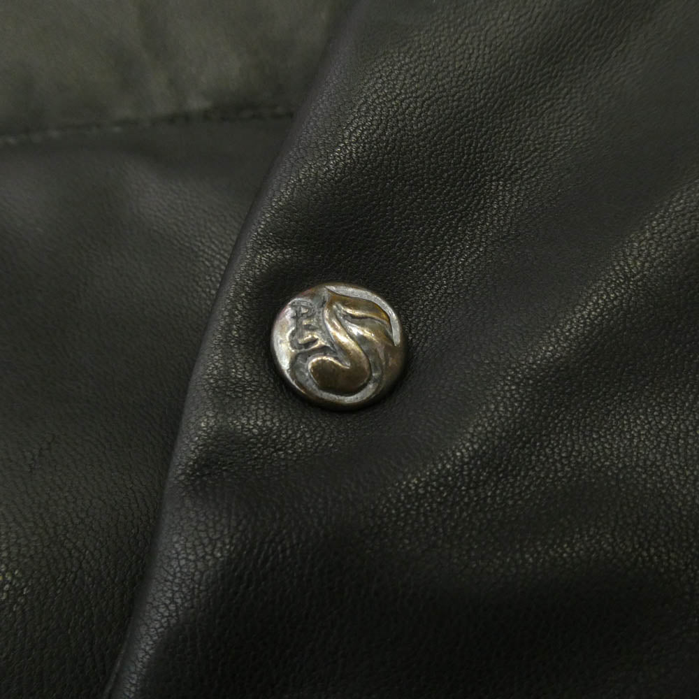 PORTER CLASSIC ポータークラシック LEATHER DOWN JACKET W / LOVE & PEACE SILVER ENTREFINO レザー ダウンジャケット ブラック系 3【中古】