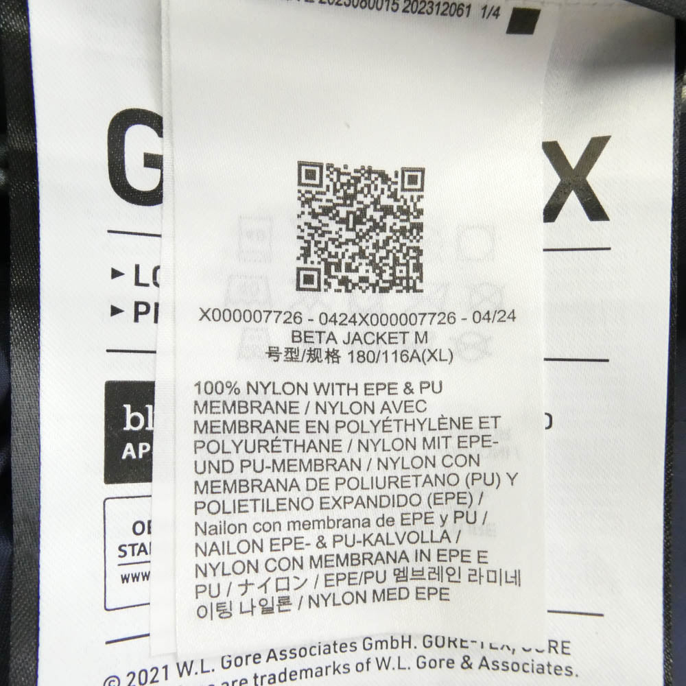 ARC'TERYX アークテリクス X00000772601 Beta Jacket ベータ ジャケット ハードシェル レインジャケット 刺繍ロゴ ダークネイビー系 XL【美品】【中古】