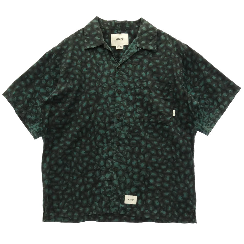 WTAPS ダブルタップス 21SS 211TQDT-SHM05 NIGHT VISION / SS レオパード 総柄 半袖 シャツ ブラック系 グリーン系 X 02【中古】