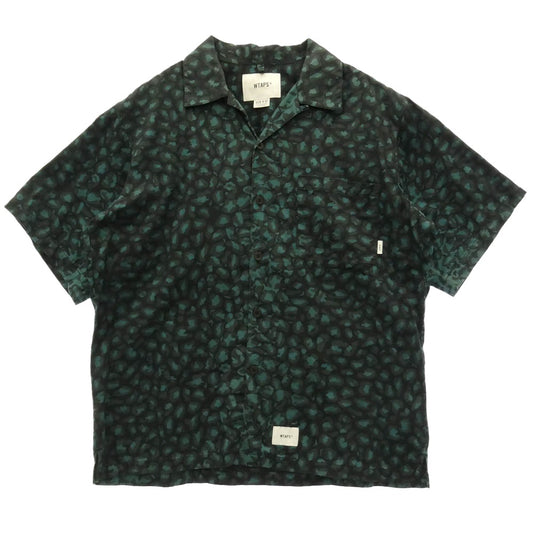 WTAPS ダブルタップス 21SS 211TQDT-SHM05 NIGHT VISION / SS レオパード 総柄 半袖 シャツ ブラック系 グリーン系 X 02【中古】