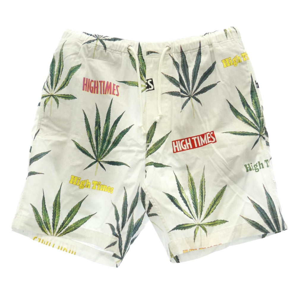 WACKO MARIA ワコマリア HIGHTIMES-WM-PT02 HIGHTIMES MARIJUANA SWIMMING SHORTS ハイタイムズ 総柄 ショーツ ショートパンツ ホワイト系 L【中古】