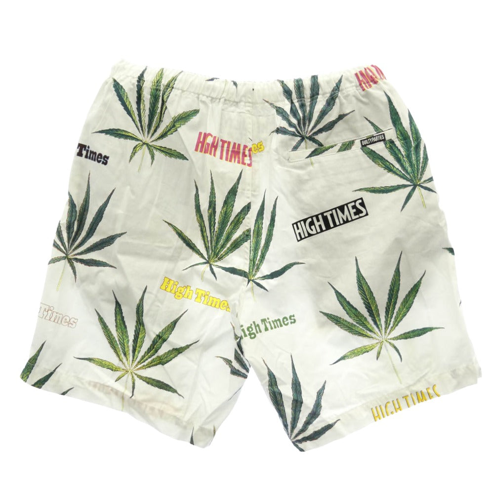 WACKO MARIA ワコマリア HIGHTIMES-WM-PT02 HIGHTIMES MARIJUANA SWIMMING SHORTS ハイタイムズ 総柄 ショーツ ショートパンツ ホワイト系 L【中古】