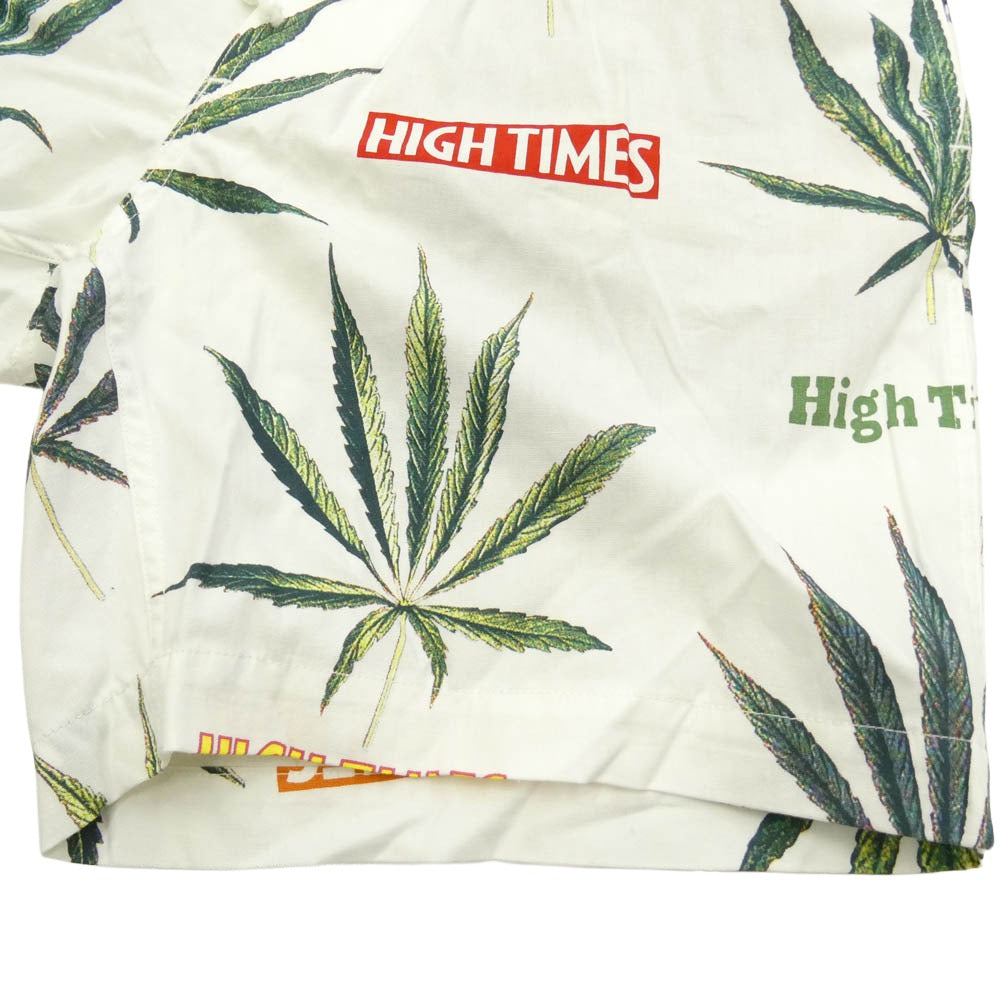 WACKO MARIA ワコマリア HIGHTIMES-WM-PT02 HIGHTIMES MARIJUANA SWIMMING SHORTS ハイタイムズ 総柄 ショーツ ショートパンツ ホワイト系 L【中古】