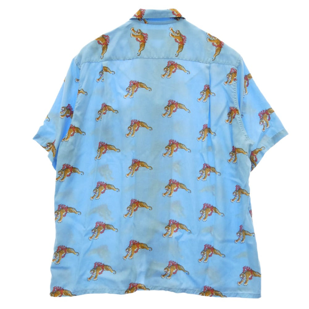 WACKO MARIA ワコマリア TIM LEHI 虎総柄 HAWAIIAN SHIRT ティムリー ハイ タイガーハワイアン 半袖 シャツ ライトブルー系 XL【中古】