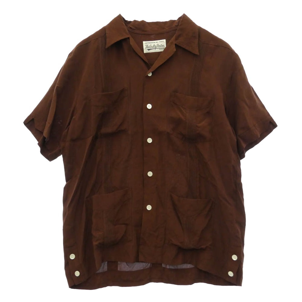 WACKO MARIA ワコマリア CUBA SHIRT キューバシャツ ピンタック ポケット 半袖 シャツ ブラウン系 M【中古】