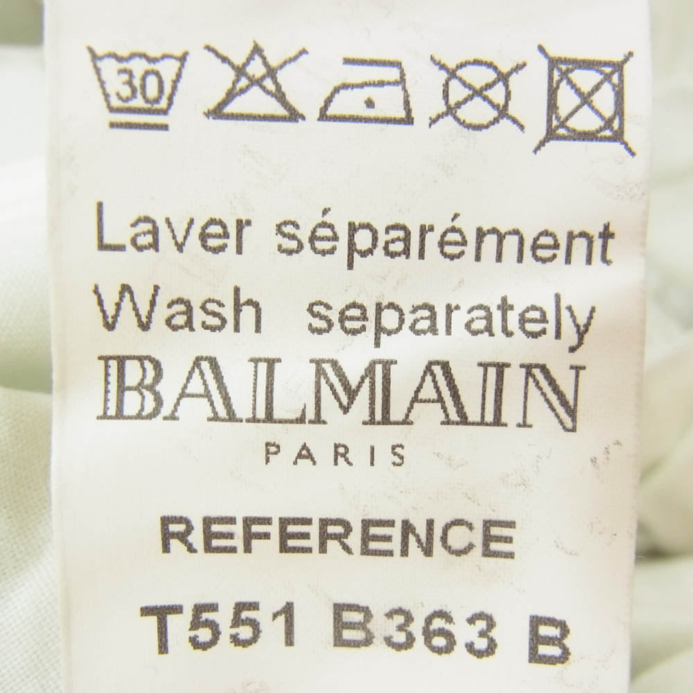 BALMAIN バルマン T551 B363 B 汚れ加工 スキニー スリム バイカー デニム パンツ ホワイト系 ２８【中古】