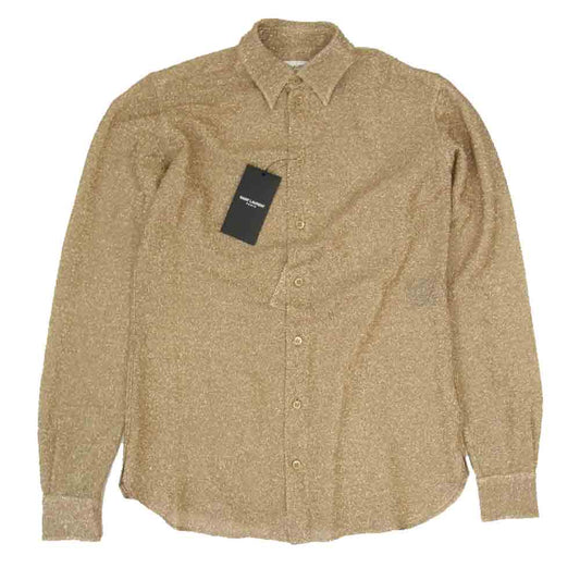 SAINT LAURENT サンローラン 437612 Y005W ラメ メタリック シースルー 長袖 シャツ ゴールド系 37【中古】