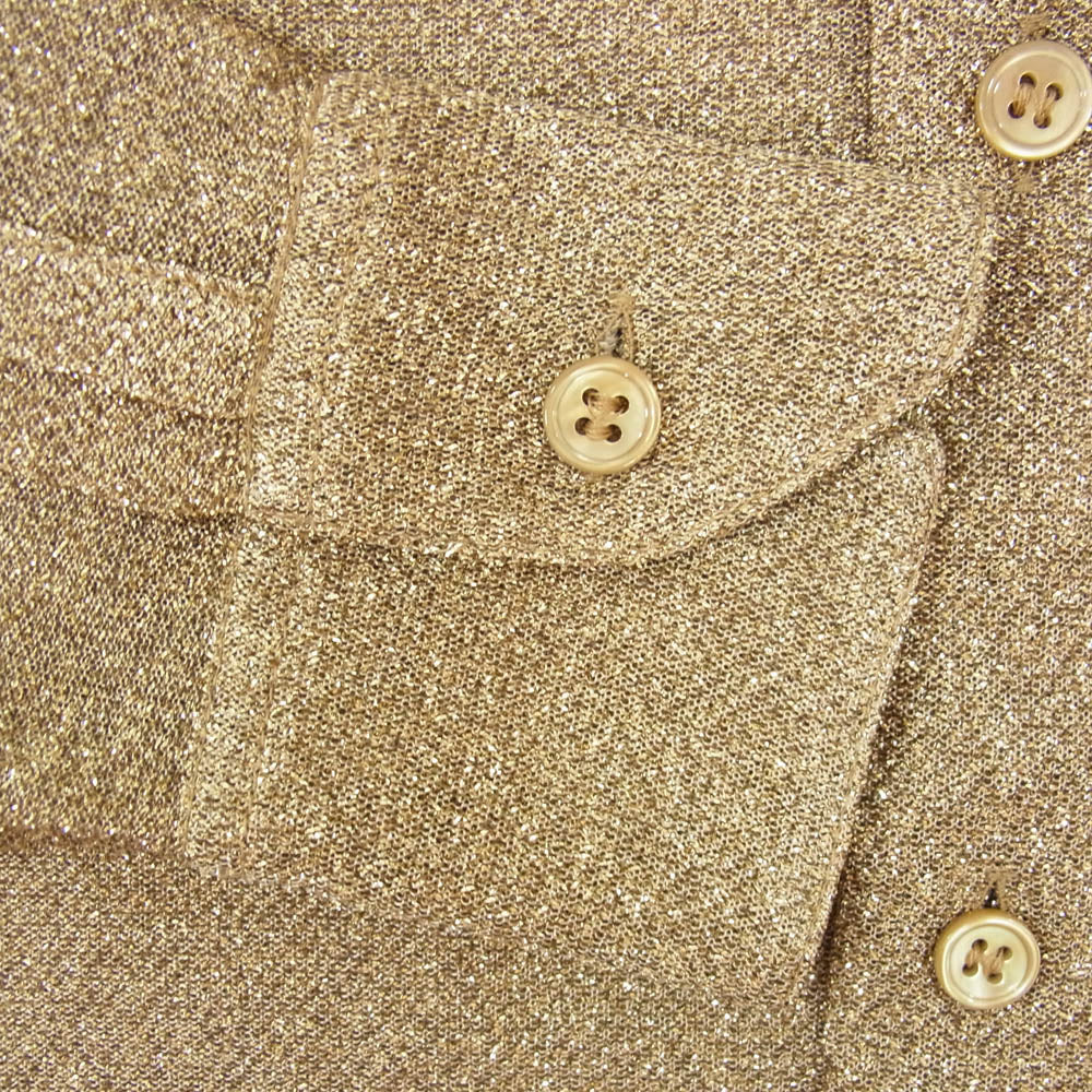 SAINT LAURENT サンローラン 437612 Y005W ラメ メタリック シースルー 長袖 シャツ ゴールド系 37【中古】