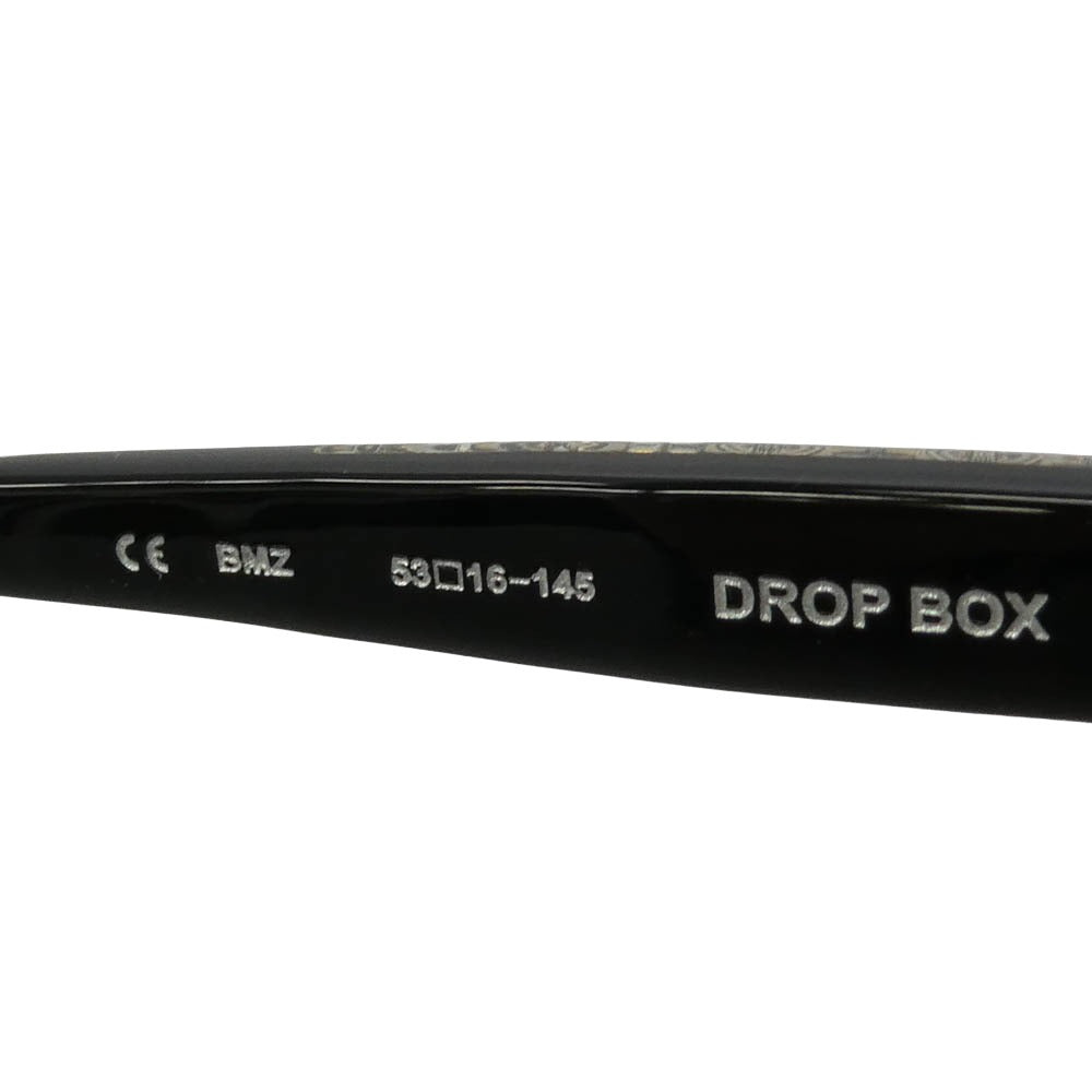 CHROME HEARTS クロムハーツ（原本無） 青山店印字入り冊子付属 DROP BOX CHプラステンプル ドロップボックス ウェリントン メガネ 眼鏡 アイウェア ブラック系 ブラウン系 53□16-145【中古】