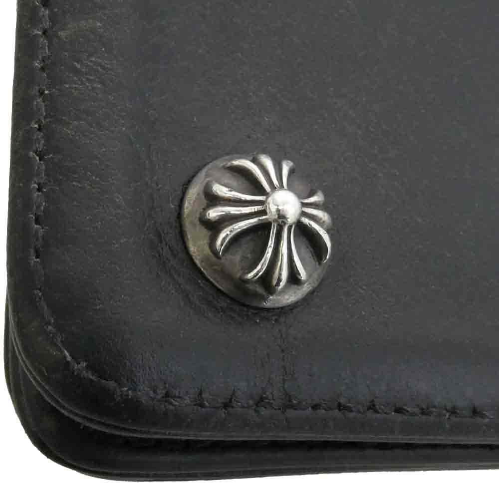 CHROME HEARTS クロムハーツ（原本無） 2ZIP WALLET 2ジップ クロスボールボタン レザーウォレット 財布 ブラック系【中古】