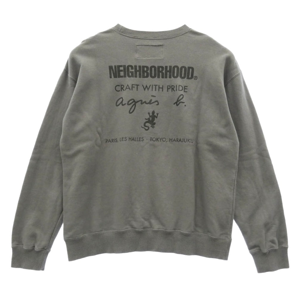 NEIGHBORHOOD ネイバーフッド 25AW agnes b. アニエスベー EDK2SFK2 SWEAT SHIRT LS クルーネック ロゴプリント スウェットシャツ トレーナー グレー系 M【中古】