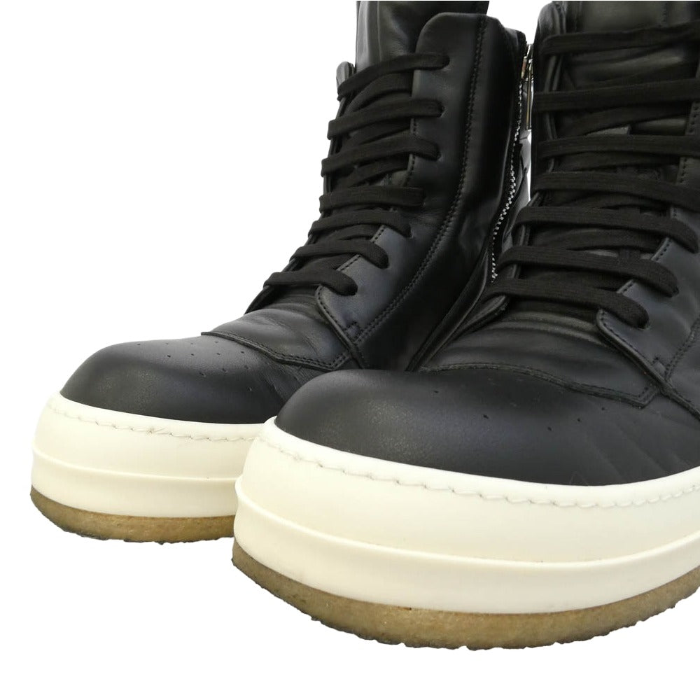 Rick Owens リックオウエンス 25AW RU02E1801-LCO CREEP GEOBASKET ジオバスケット クレープソール レザー ハイカット スニーカー ブラック系 43【中古】