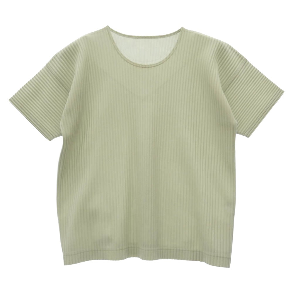 HOMME PLISSE ISSEY MIYAKE オム プリッセ イッセイミヤケ HP91JK1203 プリーツ Tシャツ カットソー 半袖 ホワイトグリーン系 3【中古】