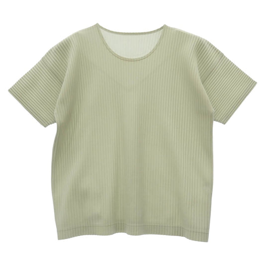 HOMME PLISSE ISSEY MIYAKE オム プリッセ イッセイミヤケ HP91JK1203 プリーツ Tシャツ カットソー 半袖 ホワイトグリーン系 3【中古】