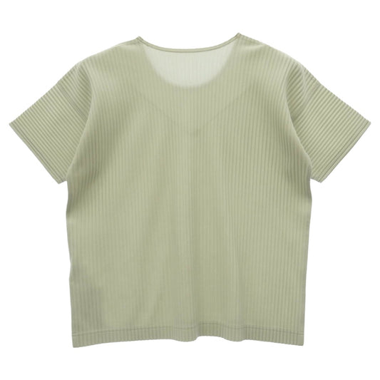 HOMME PLISSE ISSEY MIYAKE オム プリッセ イッセイミヤケ HP91JK1203 プリーツ Tシャツ カットソー 半袖 ホワイトグリーン系 3【中古】