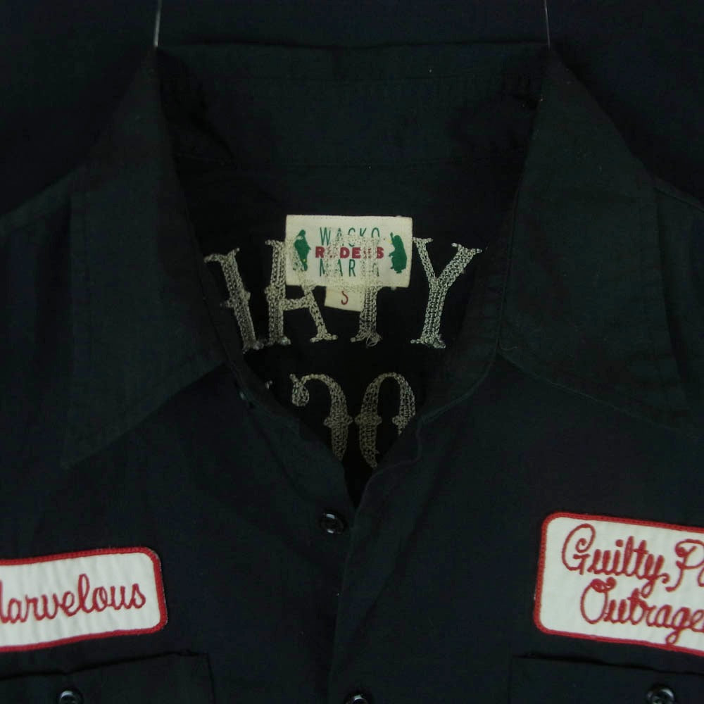WACKO MARIA ワコマリア GUILTY PARTIES EL ROCKER スカル 刺繍 ワッペン 長袖 ワーク シャツ ブラック系 S【中古】