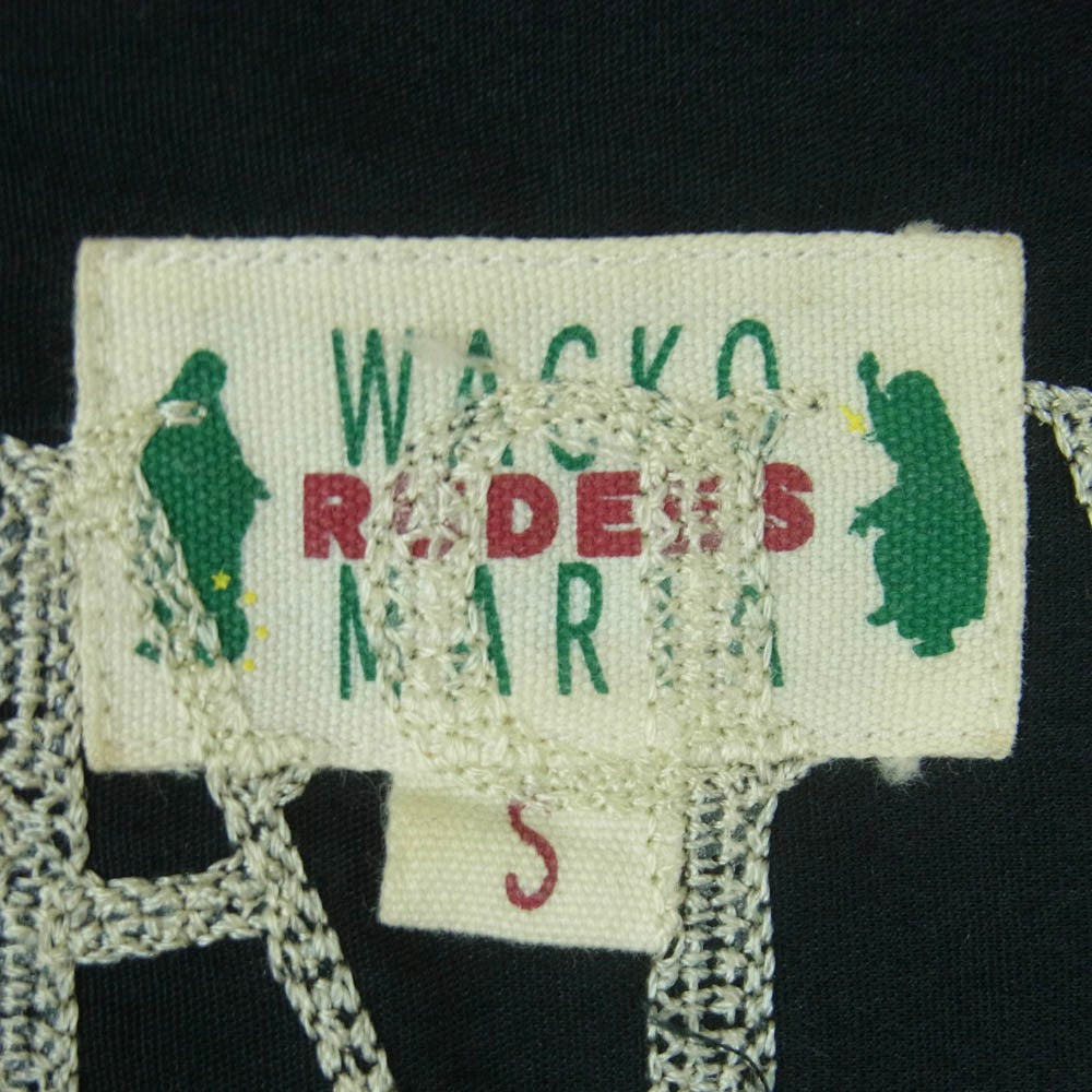 WACKO MARIA ワコマリア GUILTY PARTIES EL ROCKER スカル 刺繍 ワッペン 長袖 ワーク シャツ ブラック系 S【中古】