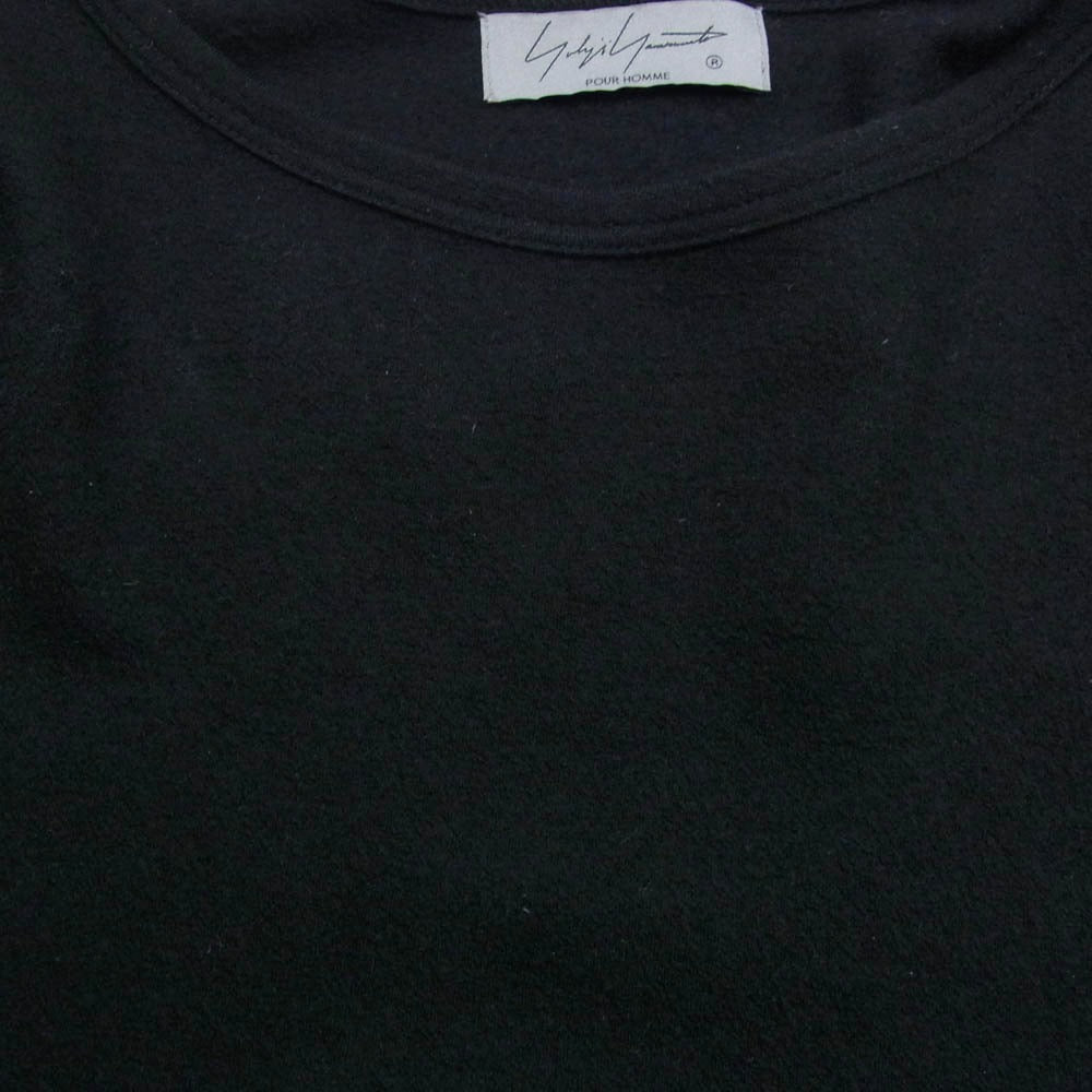 Yohji Yamamoto POUR HOMME ヨウジヤマモトプールオム 25AW HE-T04-170 スーパー 120 ウール エアー 天竺 丸首 長袖 カットソー ブラック系 3【中古】