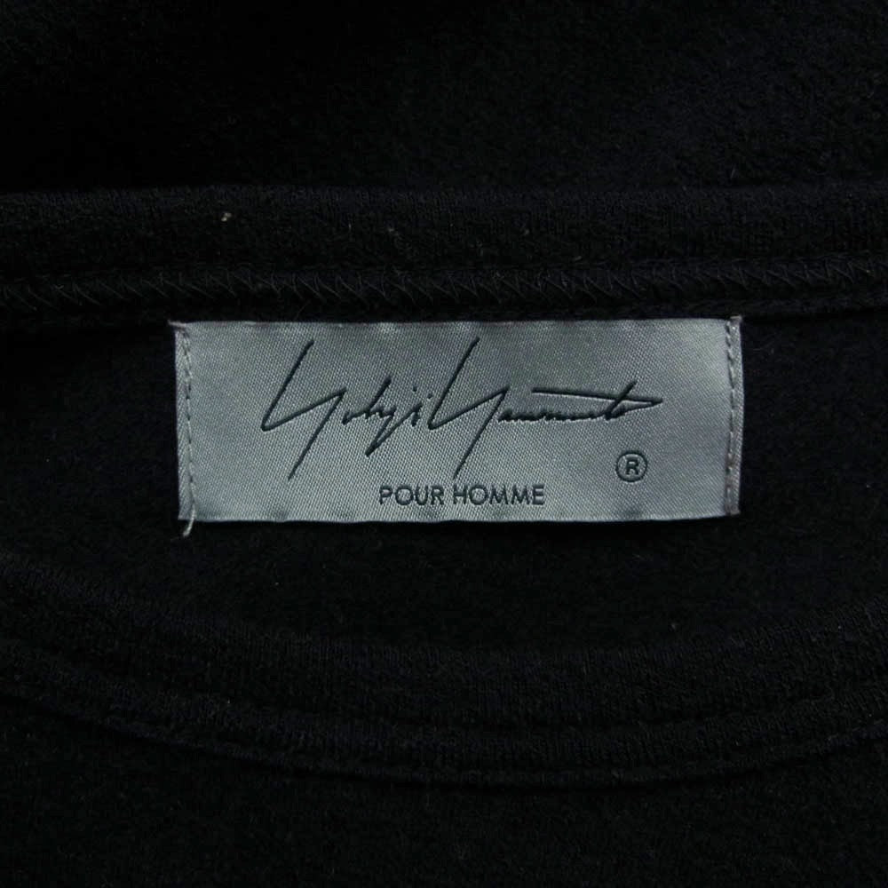 Yohji Yamamoto POUR HOMME ヨウジヤマモトプールオム 25AW HE-T04-170 スーパー 120 ウール エアー 天竺 丸首 長袖 カットソー ブラック系 3【中古】
