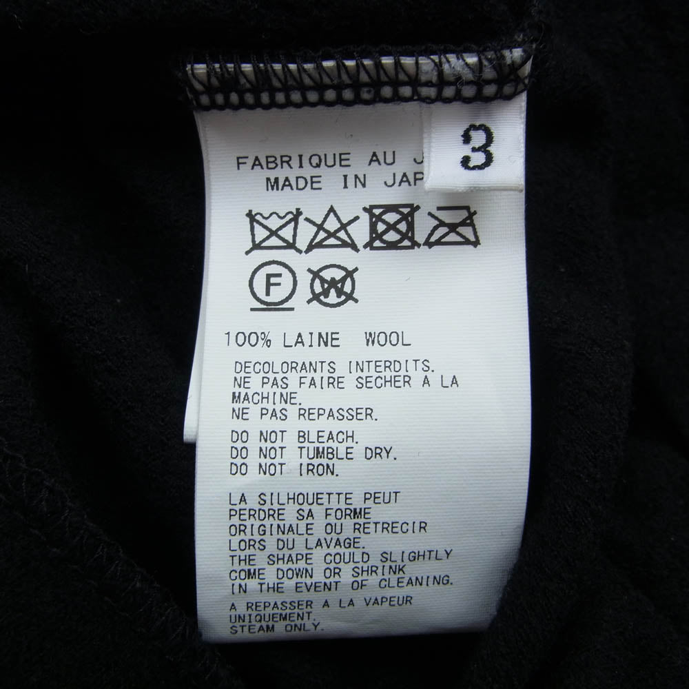 Yohji Yamamoto POUR HOMME ヨウジヤマモトプールオム 25AW HE-T04-170 スーパー 120 ウール エアー 天竺 丸首 長袖 カットソー ブラック系 3【中古】