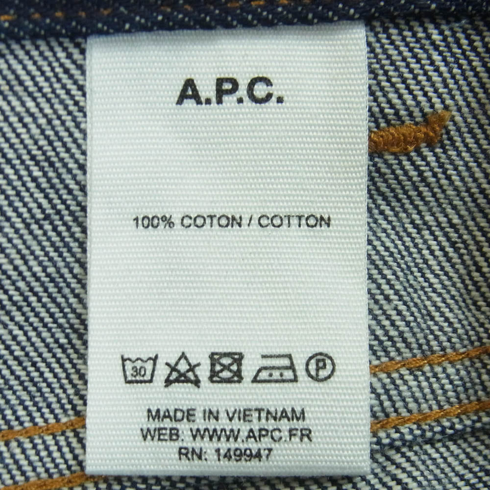 A.P.C. アーペーセー JEAN FAIRFAX W34 デニム パンツ ベトナム製 インディゴブルー系 34【中古】