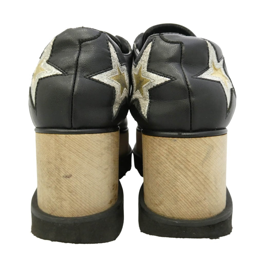 Stella McCartney ステラマッカートニー 580196 ELYSE エリス スター プラットフォーム ウッドソール 厚底 シューズ ブラック系 35【中古】